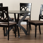 Baxton Studio Velia Modern Sand Fabric and Dark Brown Finished Wood 5-Piece Dining Set