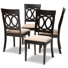 Baxton Studio Lucie Modern and Contemporary Sand Fabric Upholstered Espresso Brown Finished Wood Dining Chair Set of 4