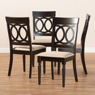 Baxton Studio Lucie Modern and Contemporary Sand Fabric Upholstered Espresso Brown Finished Wood Dining Chair Set of 4