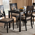 Baxton Studio Lucie Modern and Contemporary Sand Fabric Upholstered Espresso Brown Finished 5-Piece Wood Dining Set
