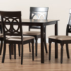 Baxton Studio Lucie Modern and Contemporary Sand Fabric Upholstered Espresso Brown Finished 5-Piece Wood Dining Set