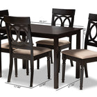 Baxton Studio Lucie Modern and Contemporary Sand Fabric Upholstered Espresso Brown Finished 5-Piece Wood Dining Set