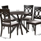 Baxton Studio Jessie Modern Grey Fabric and Dark Brown Finished Wood 5-Piece Dining Set