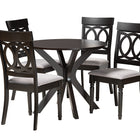 Baxton Studio Jessie Modern Grey Fabric and Dark Brown Finished Wood 5-Piece Dining Set
