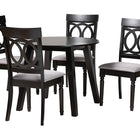 Baxton Studio Charlottle Modern Grey Fabric and Dark Brown Finished Wood 5-Piece Dining Set