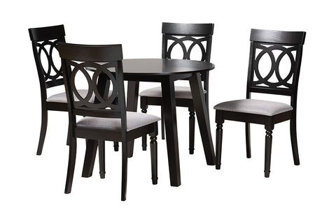 Baxton Studio Charlottle Modern Grey Fabric and Dark Brown Finished Wood 5-Piece Dining Set