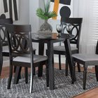 Baxton Studio Charlottle Modern Grey Fabric and Dark Brown Finished Wood 5-Piece Dining Set