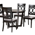 Baxton Studio Estelle Modern Grey Fabric and Dark Brown Finished Wood 5-Piece Dining Set