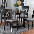 Baxton Studio Estelle Modern Grey Fabric and Dark Brown Finished Wood 5-Piece Dining Set