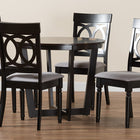 Baxton Studio Estelle Modern Grey Fabric and Dark Brown Finished Wood 5-Piece Dining Set
