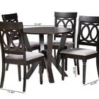 Baxton Studio Angie Modern Grey Fabric and Dark Brown Finished Wood 5-Piece Dining Set
