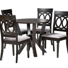 Baxton Studio Angie Modern Grey Fabric and Dark Brown Finished Wood 5-Piece Dining Set
