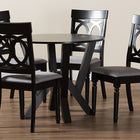 Baxton Studio Angie Modern Grey Fabric and Dark Brown Finished Wood 5-Piece Dining Set