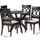 Baxton Studio Velia Modern Grey Fabric and Dark Brown Finished Wood 5-Piece Dining Set
