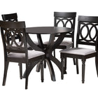 Baxton Studio Velia Modern Grey Fabric and Dark Brown Finished Wood 5-Piece Dining Set