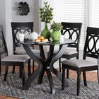 Baxton Studio Velia Modern Grey Fabric and Dark Brown Finished Wood 5-Piece Dining Set