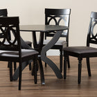 Baxton Studio Velia Modern Grey Fabric and Dark Brown Finished Wood 5-Piece Dining Set