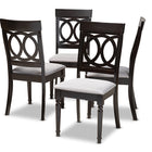 Baxton Studio Lucie Modern and Contemporary Grey Fabric Upholstered Espresso Brown Finished Wood Dining Chair Set of 4