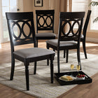 Baxton Studio Lucie Modern and Contemporary Grey Fabric Upholstered Espresso Brown Finished Wood Dining Chair Set of 4