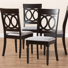 Baxton Studio Lucie Modern and Contemporary Grey Fabric Upholstered Espresso Brown Finished Wood Dining Chair Set of 4