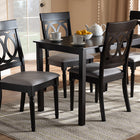 Baxton Studio Lucie Modern and Contemporary Grey Fabric Upholstered Espresso Brown Finished 5-Piece Wood Dining Set
