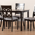 Baxton Studio Lucie Modern and Contemporary Grey Fabric Upholstered Espresso Brown Finished 5-Piece Wood Dining Set