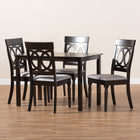 Baxton Studio Lucie Modern and Contemporary Grey Fabric Upholstered Espresso Brown Finished 5-Piece Wood Dining Set