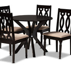 Baxton Studio Callie Modern and Contemporary Sand Fabric Upholstered and Dark Brown Finished Wood 5-Piece Dining Set