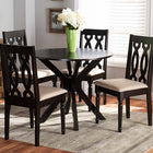 Baxton Studio Callie Modern and Contemporary Sand Fabric Upholstered and Dark Brown Finished Wood 5-Piece Dining Set