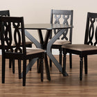 Baxton Studio Callie Modern and Contemporary Sand Fabric Upholstered and Dark Brown Finished Wood 5-Piece Dining Set