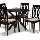 Baxton Studio Callie Modern and Contemporary Sand Fabric Upholstered and Dark Brown Finished Wood 5-Piece Dining Set