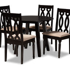 Baxton Studio Heidi Modern and Contemporary Sand Fabric Upholstered and Dark Brown Finished Wood 5-Piece Dining Set