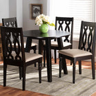 Baxton Studio Heidi Modern and Contemporary Sand Fabric Upholstered and Dark Brown Finished Wood 5-Piece Dining Set