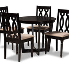 Baxton Studio Julie Modern and Contemporary Sand Fabric Upholstered and Dark Brown Finished Wood 5-Piece Dining Set