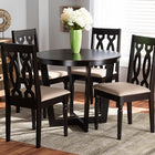 Baxton Studio Julie Modern and Contemporary Sand Fabric Upholstered and Dark Brown Finished Wood 5-Piece Dining Set