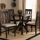 Baxton Studio Anise Modern and Contemporary Sand Fabric Upholstered and Dark Brown Finished Wood 5-Piece Dining Set