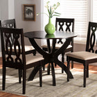 Baxton Studio Mona Modern and Contemporary Sand Fabric Upholstered and Dark Brown Finished Wood 5-Piece Dining Set