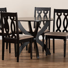 Baxton Studio Mona Modern and Contemporary Sand Fabric Upholstered and Dark Brown Finished Wood 5-Piece Dining Set