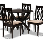 Baxton Studio Mona Modern and Contemporary Sand Fabric Upholstered and Dark Brown Finished Wood 5-Piece Dining Set