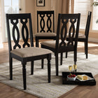 Baxton Studio Cherese Modern and Contemporary Sand Fabric Upholstered Espresso Brown Finished Wood Dining Chair Set of 4