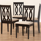 Baxton Studio Cherese Modern and Contemporary Sand Fabric Upholstered Espresso Brown Finished Wood Dining Chair Set of 4