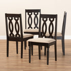 Baxton Studio Cherese Modern and Contemporary Sand Fabric Upholstered Espresso Brown Finished Wood Dining Chair Set of 4
