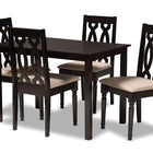 Baxton Studio Cherese Modern and Contemporary Sand Fabric Upholstered Espresso Brown Finished 5-Piece Wood Dining Set