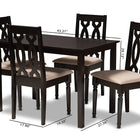 Baxton Studio Cherese Modern and Contemporary Sand Fabric Upholstered Espresso Brown Finished 5-Piece Wood Dining Set