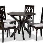 Baxton Studio Callie Modern and Contemporary Grey Fabric Upholstered and Dark Brown Finished Wood 5-Piece Dining Set