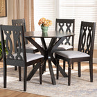 Baxton Studio Callie Modern and Contemporary Grey Fabric Upholstered and Dark Brown Finished Wood 5-Piece Dining Set