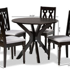 Baxton Studio Callie Modern and Contemporary Grey Fabric Upholstered and Dark Brown Finished Wood 5-Piece Dining Set