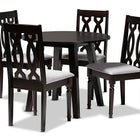 Baxton Studio Imogen Modern and Contemporary Grey Fabric Upholstered and Dark Brown Finished Wood 5-Piece Dining Set