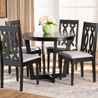 Baxton Studio Julie Modern and Contemporary Grey Fabric Upholstered and Dark Brown Finished Wood 5-Piece Dining Set