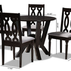 Baxton Studio Anise Modern and Contemporary Grey Fabric Upholstered and Dark Brown Finished Wood 5-Piece Dining Set